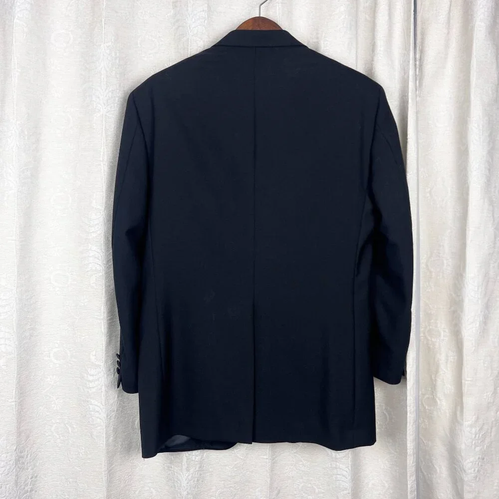 Pierre Balmain 40L tuxedo suit jacket wool 1-button blazer satin lapels formal